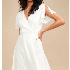 Lulus Harbor Point White Wrap Dress